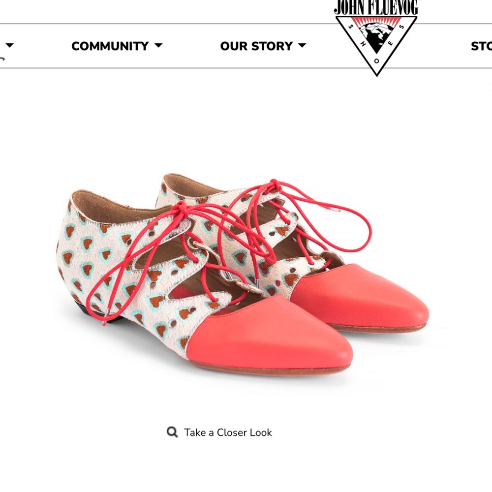 John Fluevog Power Coal Pony Hearts Womens 9